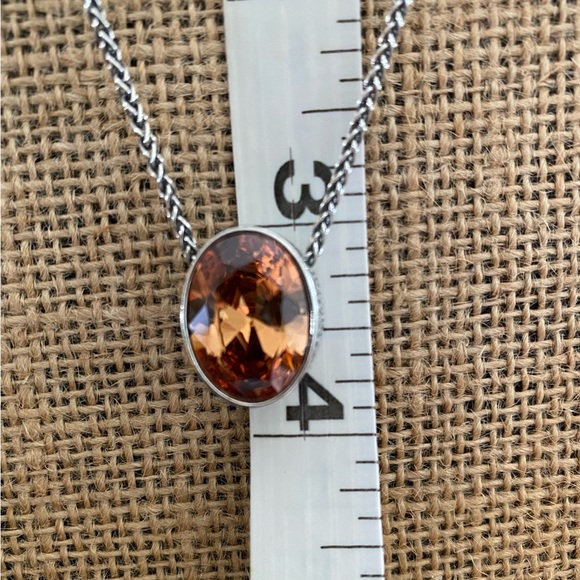 Silpada retired sterling silver 925 faceted oval champagne CZ necklace - Picture 4 of 9